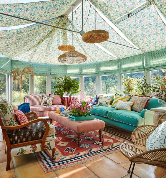 Conservatory with beautiful interior