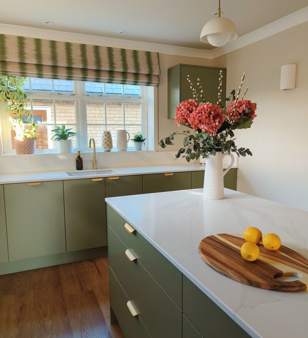 kitchen, island, green kitchen