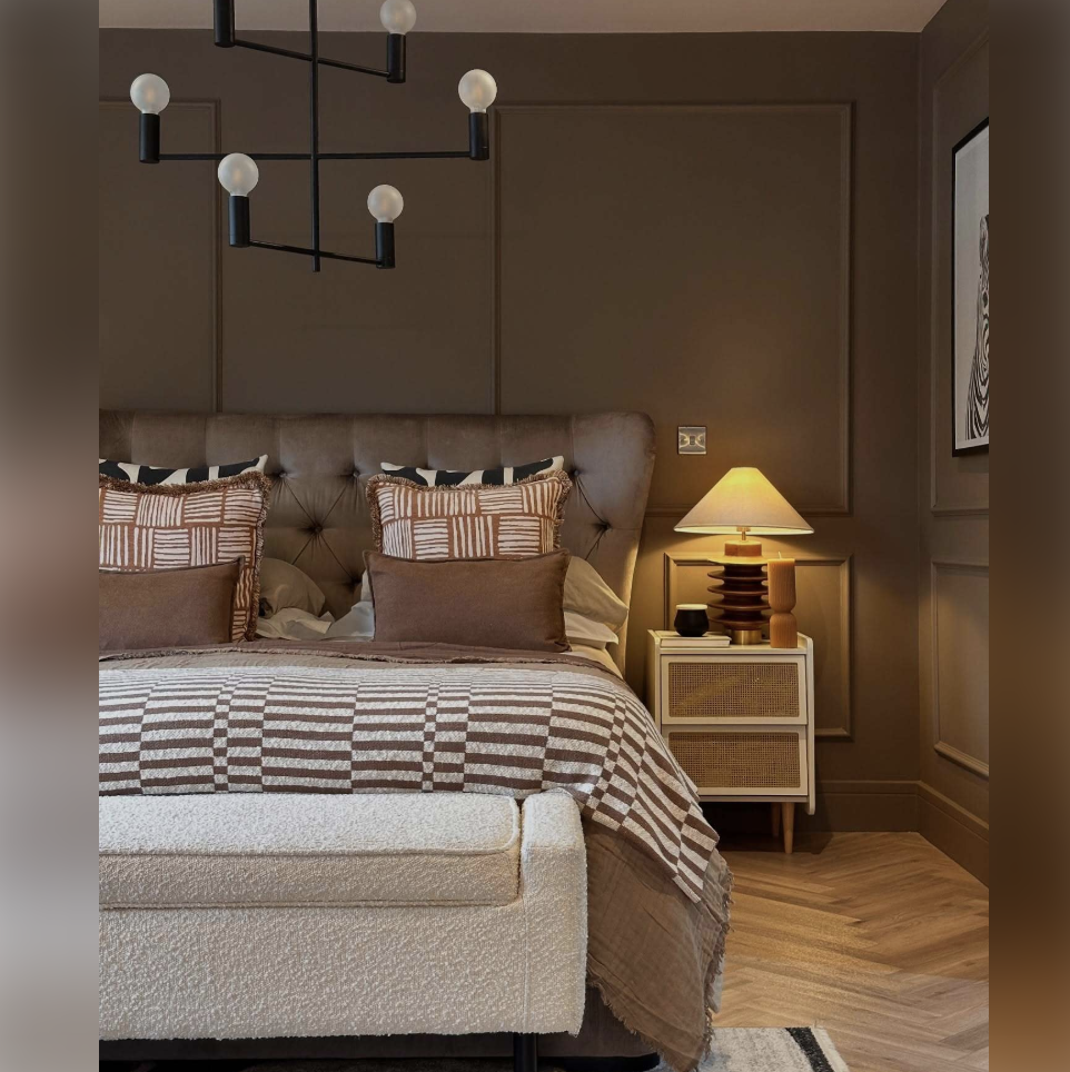 Quiet luxury bedroom Brown and cream bedroom