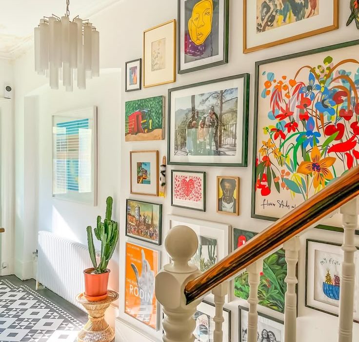 Bright gallery wall in hall