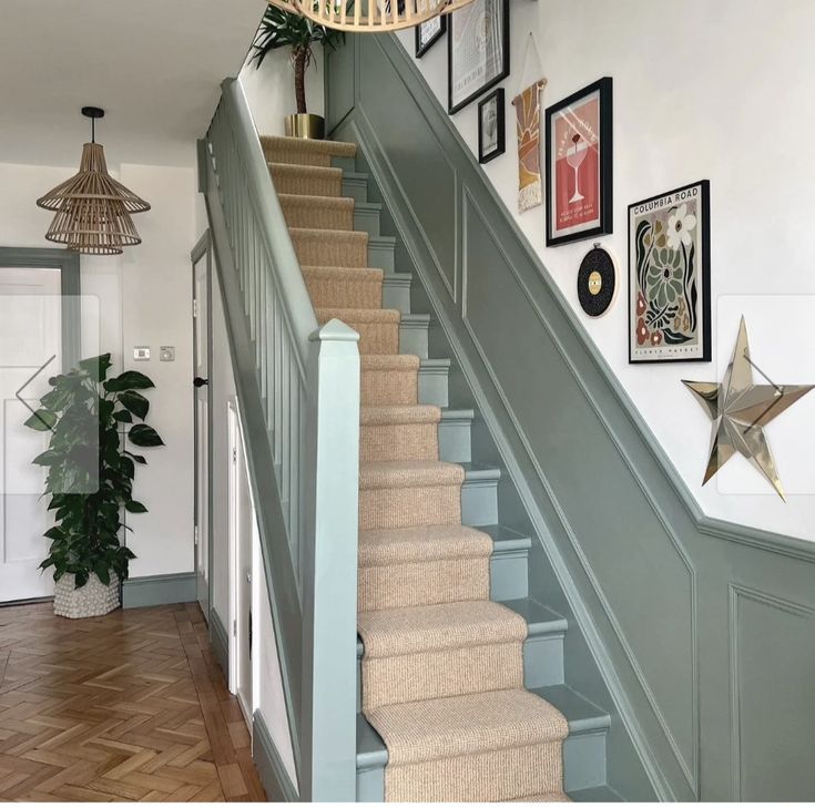 green stairs hallway Green stairs, skirting and architrave