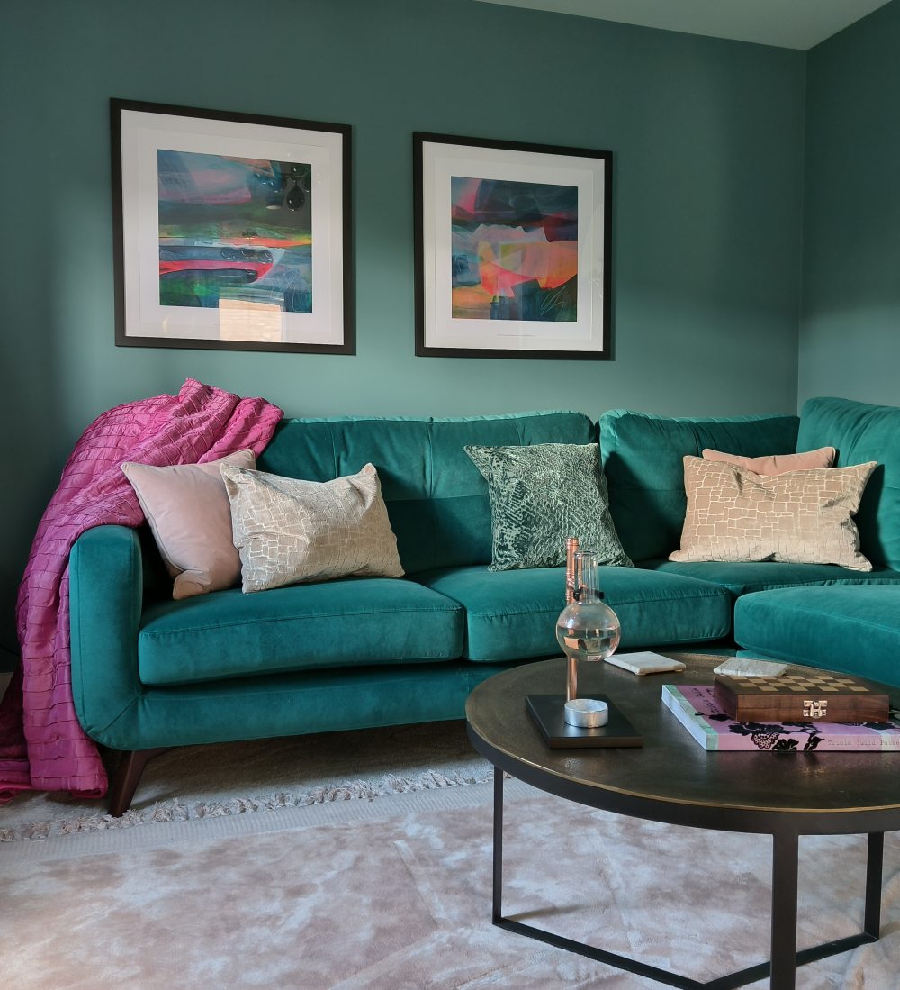 Teal corner sofa