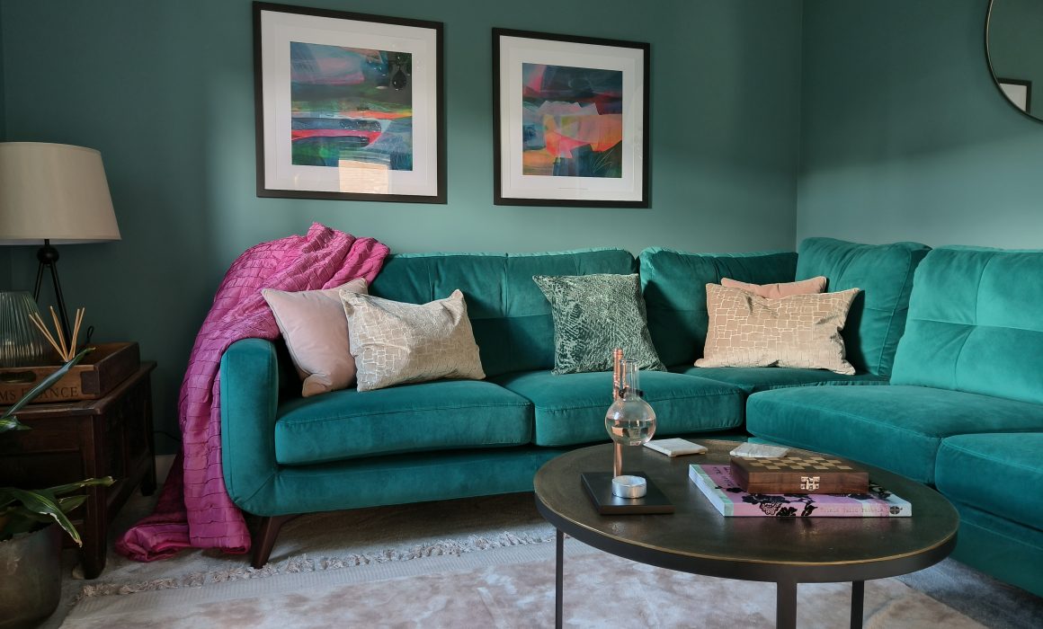 Teal corner sofa